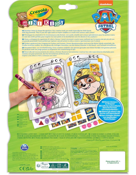 Crayola Mini Kids - Libro Activitades para Colorear Paw Patrol, 32 Paginas y 4 Hojas de Pegatinas