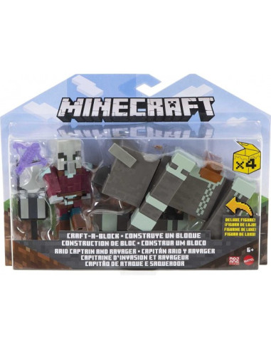 Minecraft Pack Doble Figuras Raid Capitán y Ravager