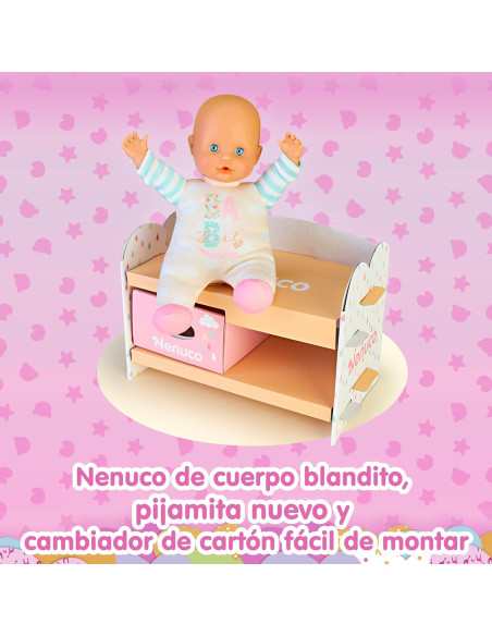 Nenuco - Muñeco con Cambiador de cartón fácil de Montar