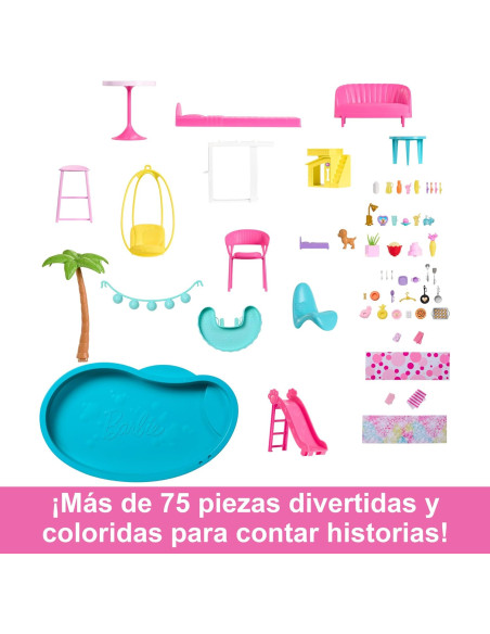 Barbie Dreamhouse 2023 Casa para muñecas de Juguete de 3 Plantas con +75 Muebles y Accesorios