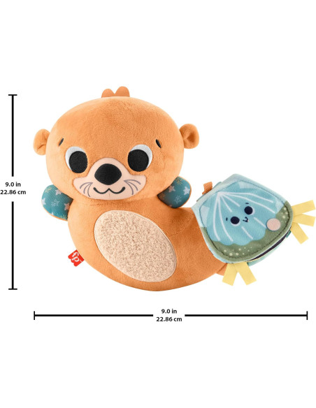 Fisher-Price Nutria 2 en 1, Peluche que se balancea y tintinea con libro blandito