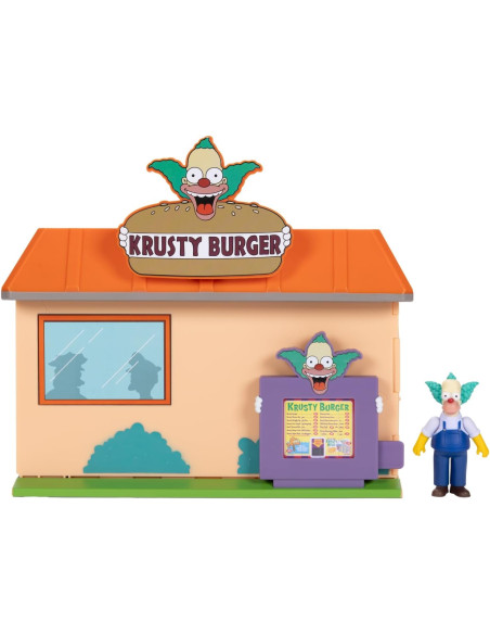 Los Simpsons Diorama Krusty Burger, Incluye Figura Krusty 7 cm y Accesorios Interactivos