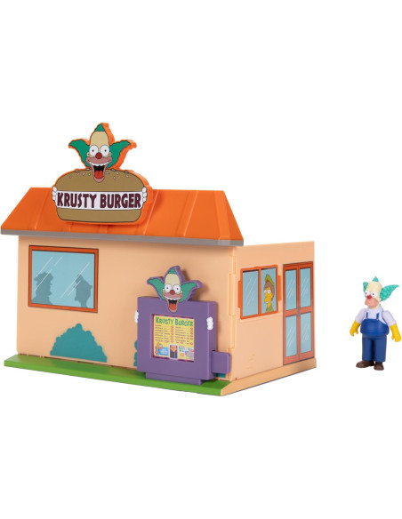 Los Simpsons Diorama Krusty Burger, Incluye Figura Krusty 7 cm y Accesorios Interactivos