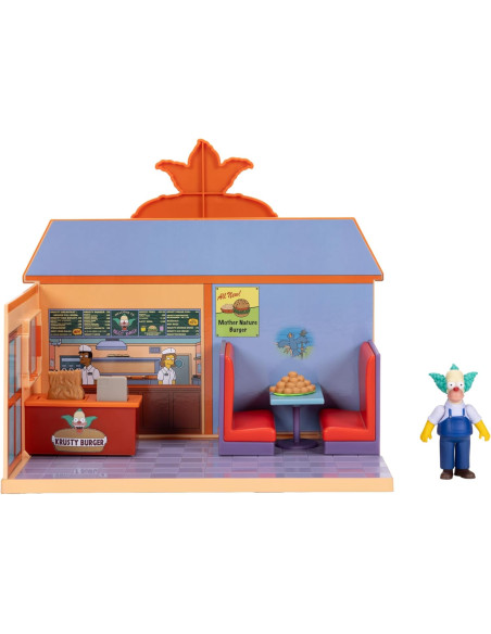 Los Simpsons Diorama Krusty Burger, Incluye Figura Krusty 7 cm y Accesorios Interactivos