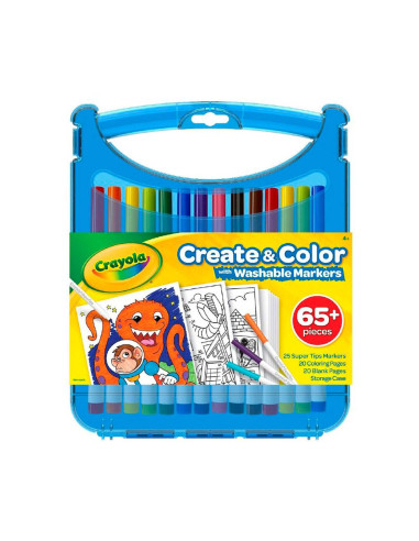 Crayola Maletin Crea y Color Rotuladores Lavables 65 Piezas