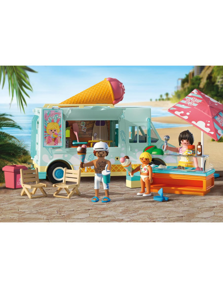 PLAYMOBIL 71904 | Vacaciones en la playa | Camioneta de Helados con Tienda de Surf 
