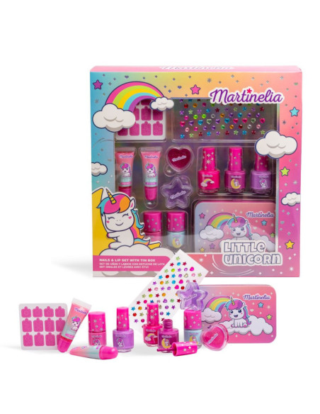 Martinelia Little Unicorn Set de Uñas y Labios con Estuche de Lata