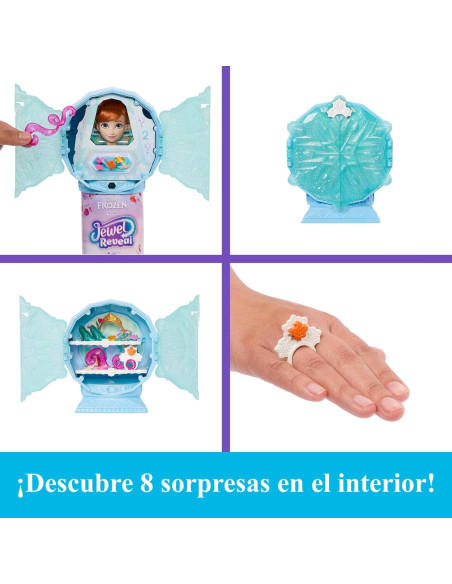 Disney Frozen Muñeca Anna de Moda y Accesorios con 8 sorpresas, Incluido un joyero con Forma de Copo