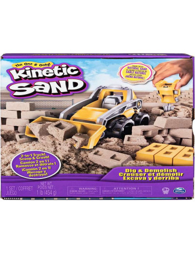 Kinetic Sand - ARENA MÁGICA - EXCAVA Y DERRIBA - 454 gr de Arena magica