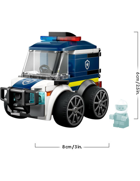 LEGO City Vehículos: Furgoneta de Policía de Juguete - Kit de Construcción con Minifigura de Agente 