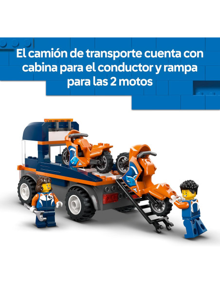 LEGO City Camión de Transporte de Motos - Juguete para la Motricidad Fina con Camión Plataforma