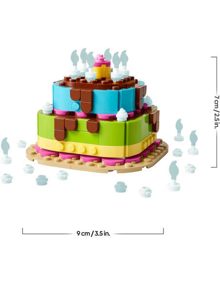 LEGO Pastel de Fiesta de Cumpleaños de Juguete – Kit de Manualidades con 10 Velas