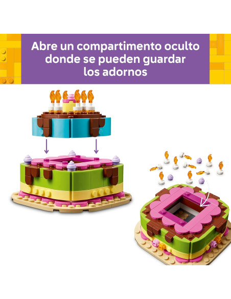 LEGO Pastel de Fiesta de Cumpleaños de Juguete – Kit de Manualidades con 10 Velas