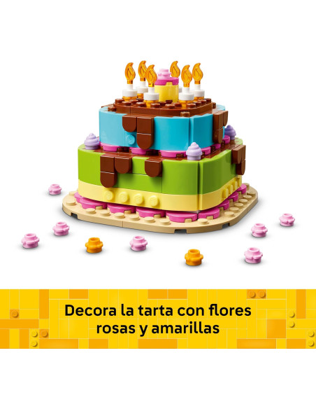LEGO Pastel de Fiesta de Cumpleaños de Juguete – Kit de Manualidades con 10 Velas