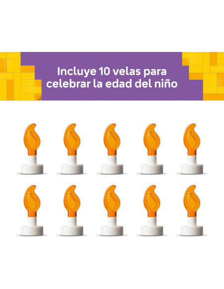 LEGO Pastel de Fiesta de Cumpleaños de Juguete – Kit de Manualidades con 10 Velas