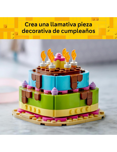 LEGO Pastel de Fiesta de Cumpleaños de Juguete – Kit de Manualidades con 10 Velas