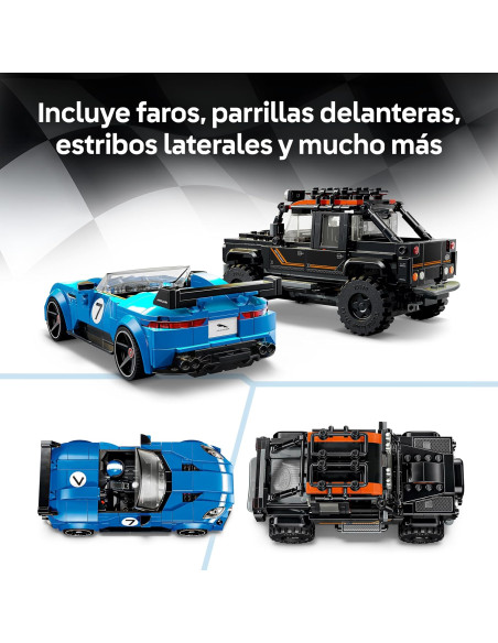 LEGO 77264 Speed Champions Jaguar Project 7 y Land Rover Defender – Kit de Maquetas con 2 Coches