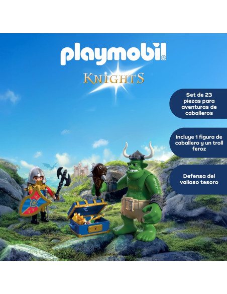 PLAYMOBIL 72116 Knights Caballeros | Troll con Tesoro de Caballero de león | Figura de trol