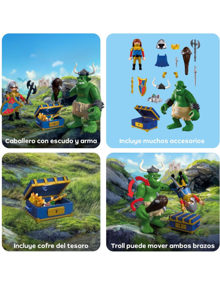 PLAYMOBIL 72116 Knights Caballeros | Troll con Tesoro de Caballero de león | Figura de trol