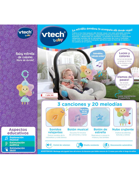 Baby Baby Estrella de Colores ¡Hora de Dormir!, Juguete para el Carrito bebés +0 Meses