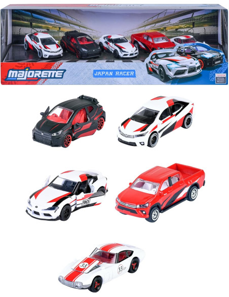 Majorette – Toyota Racing Giftpack, Set de 5 Coches Deportivos GR, de Metal a Escala 1:64