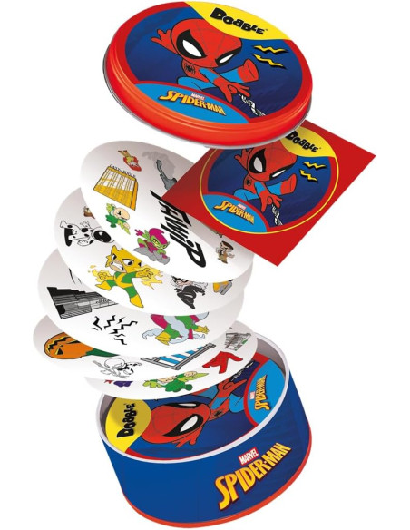 Dobble Spiderman, Juego de Cartas de Observación y Velocidad para Niños