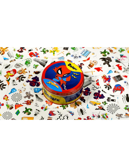 Dobble Spiderman, Juego de Cartas de Observación y Velocidad para Niños