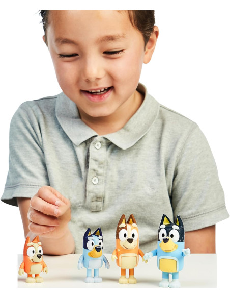 Bluey Pack de 4 Figuras Familia, Figuras de 6,3-7,6 cm