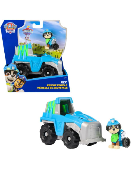Paw Patrol Patrulla Canina - Coche Dino Rescue + Figura Rex