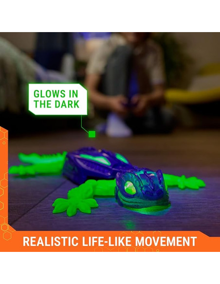 Hex Bots, Lagarto Glow-in-The-Dark Gecko, Juguetes robóticos por Control Remoto Recargables