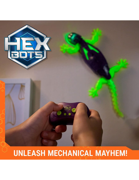 Hex Bots, Lagarto Glow-in-The-Dark Gecko, Juguetes robóticos por Control Remoto Recargables