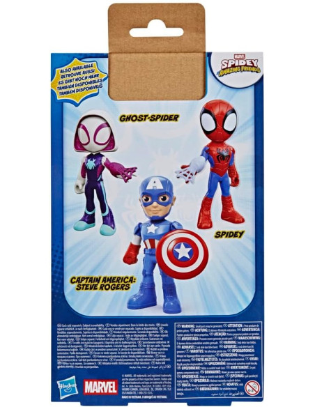 Marvel Spidey y Sus Sorprendentes Amigos Figura de Captain America: Steve Rogers con 22,5cm