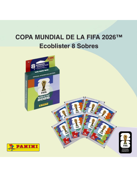 Panini - FIFA World Cup 2026 Cromos - Ecoblister 8 Sobres - Incluye 56 Cromos Mundial 2026