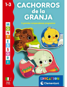 Montessori, Cachorros de la Granja, Set de 8 Puzzles... 2