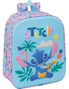 Mochila de Guardería Stitch 3D, Fácil Limpieza 22x10x27 cm