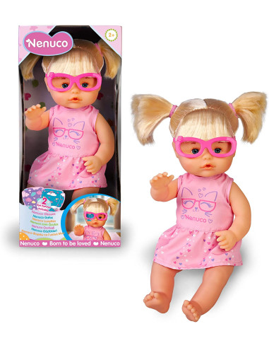 Nenuco - Gafas, Muñeca Bebé con Gafitas rosas y Pelo Rubio