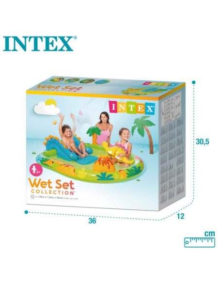 Centro de juegos dinosaurios hinchable tobogán y ducha