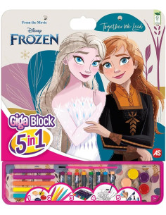 Actividades Giga Block 5 en 1 Frozen, 25 Hojas para Colorear