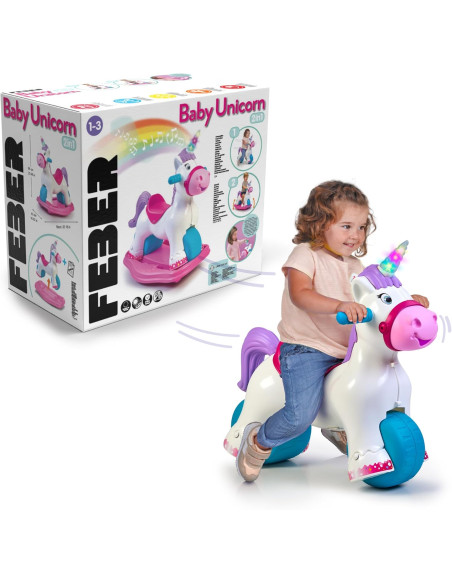 Correpasillos con Forma de Unicornio, 2 en 1 Correpasillos y Balancín, Inluye Sonido 