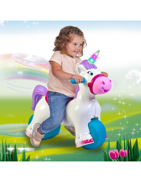 Correpasillos con Forma de Unicornio, 2 en 1 Correpasillos y Balancín, Inluye Sonido 