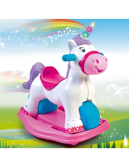Correpasillos con Forma de Unicornio, 2 en 1 Correpasillos y Balancín, Inluye Sonido 