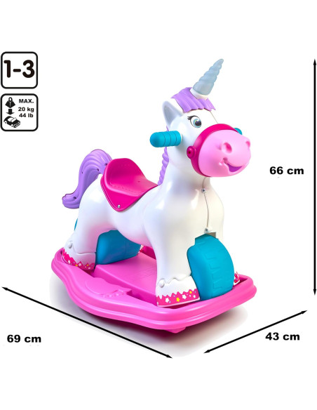 Correpasillos con Forma de Unicornio, 2 en 1 Correpasillos y Balancín, Inluye Sonido 