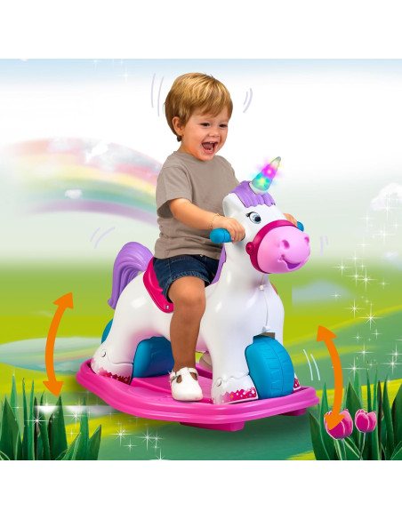 Correpasillos con Forma de Unicornio, 2 en 1 Correpasillos y Balancín, Inluye Sonido 