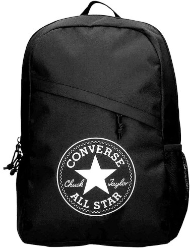 Mochila Escolar - Converse - Color Negro - Compartimento Principal y Bolsillos Frontal y Lateral