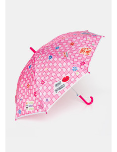 Paraguas infantil largo automático estampado - Rosa