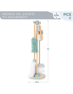 Set limpieza juguete madera, Carro limpieza juguete,... 2