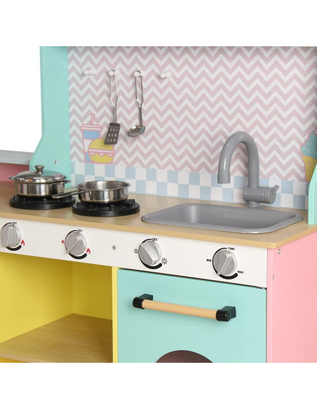 Cocina Restaurante de Madera 4 módulos 2 en 1 con luz y Sonido
