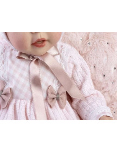 Muñeca bebé reborn Gisele Vestido de Lana Rosa 42 cm 2