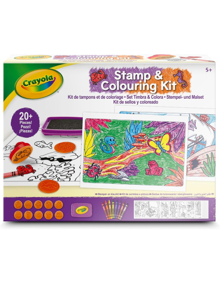 CRAYOLA - Stamp and Colouring Set, Actividad Creativa Infantil con temática de Animales