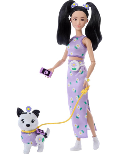 Barbie Twinning Looks Muñeca con Perro Mascota...